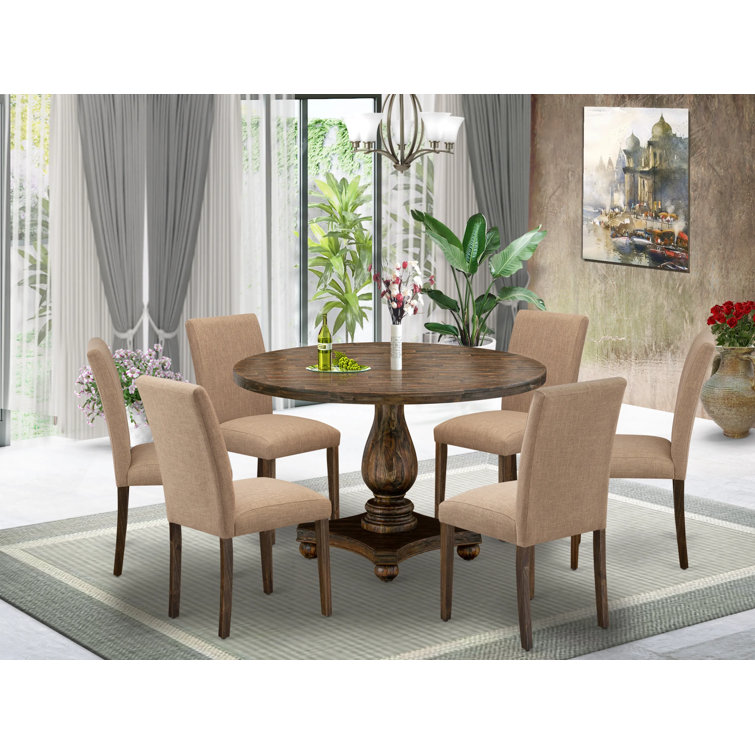 Dining table with high back online chairs